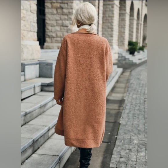 2/$20SHEIN Patched Pocket Drop Shoulder Teddy Coat Brown/Burnt Orange. Size SM - Picture 3 of 6